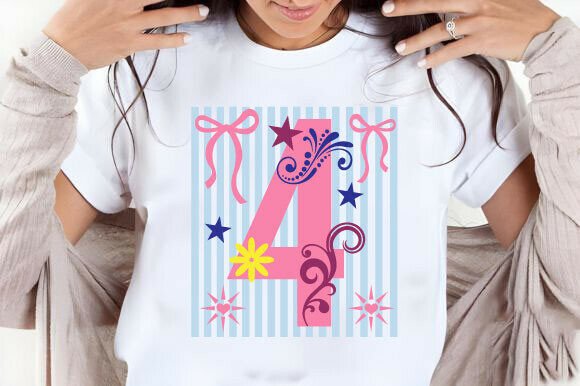 A Cute Pink Birthday 4 Graphic for T-Shirt Designs & Content Publishing