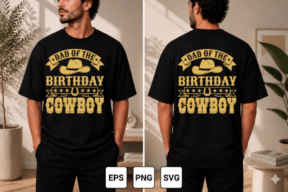 Dad Birthday Cowboy Graphics for T-Shirt Designs