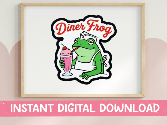 Diner Frog Milkshake SVG Graphics for T-Shirt Designs