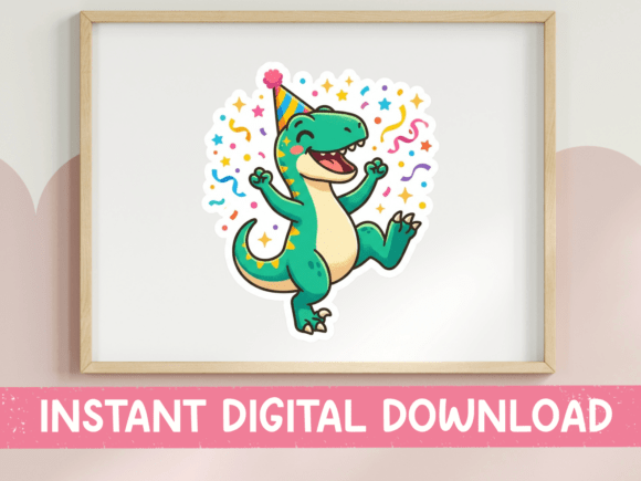 Vibrant Dinosaur Party Graphics for T-Shirt Designs